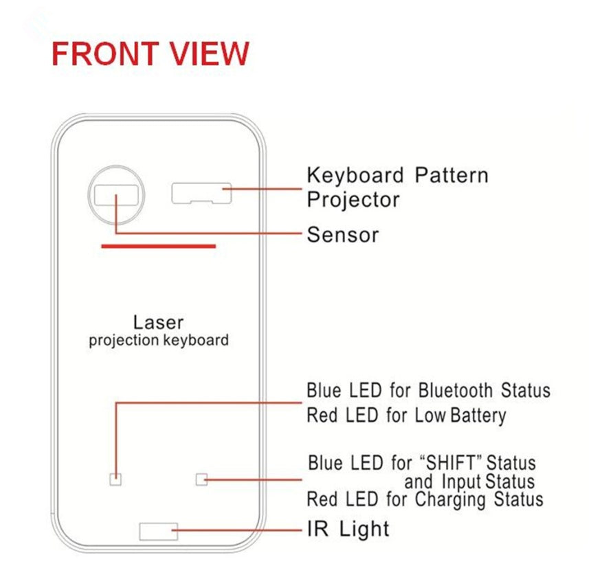 LEING FST Virtuelles Laser-Tastatur Bluetooth Wireless Projektor-Tastatur für Telefon, Computer, Tablet, Laptop mit Mausfunktion